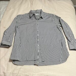 Women’s Black and White Striped Dress Shirt